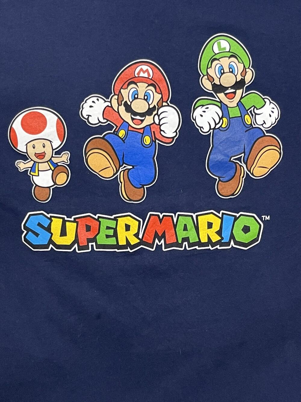 Nintendo Super Mario, Men's Graphic T-Shirt Navy Blue Crew Neck Size 2X-Large